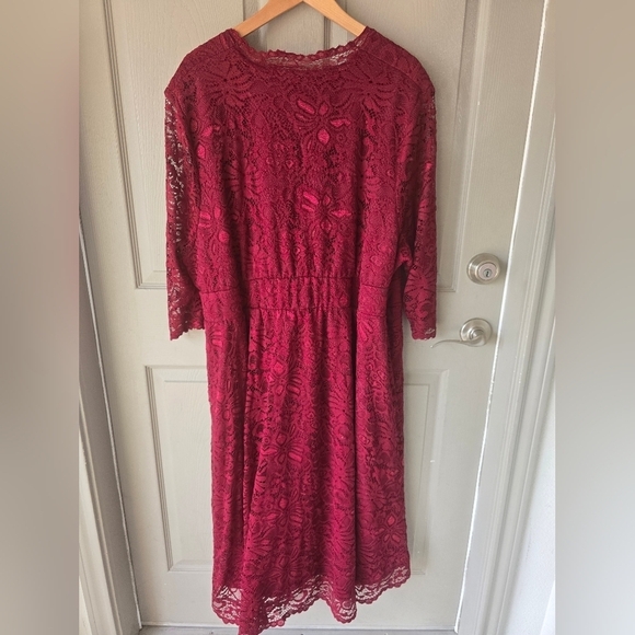 Kiyonna Women's Plus Pinot Noir Mademoiselle Lace Cocktail Dress Size 4X Red - Picture 14 of 15